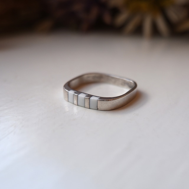 四角い指輪 white lines (vijg-7)