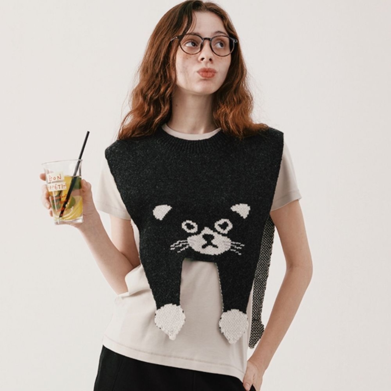 だらんと子猫のニットショルダーケープ E00591