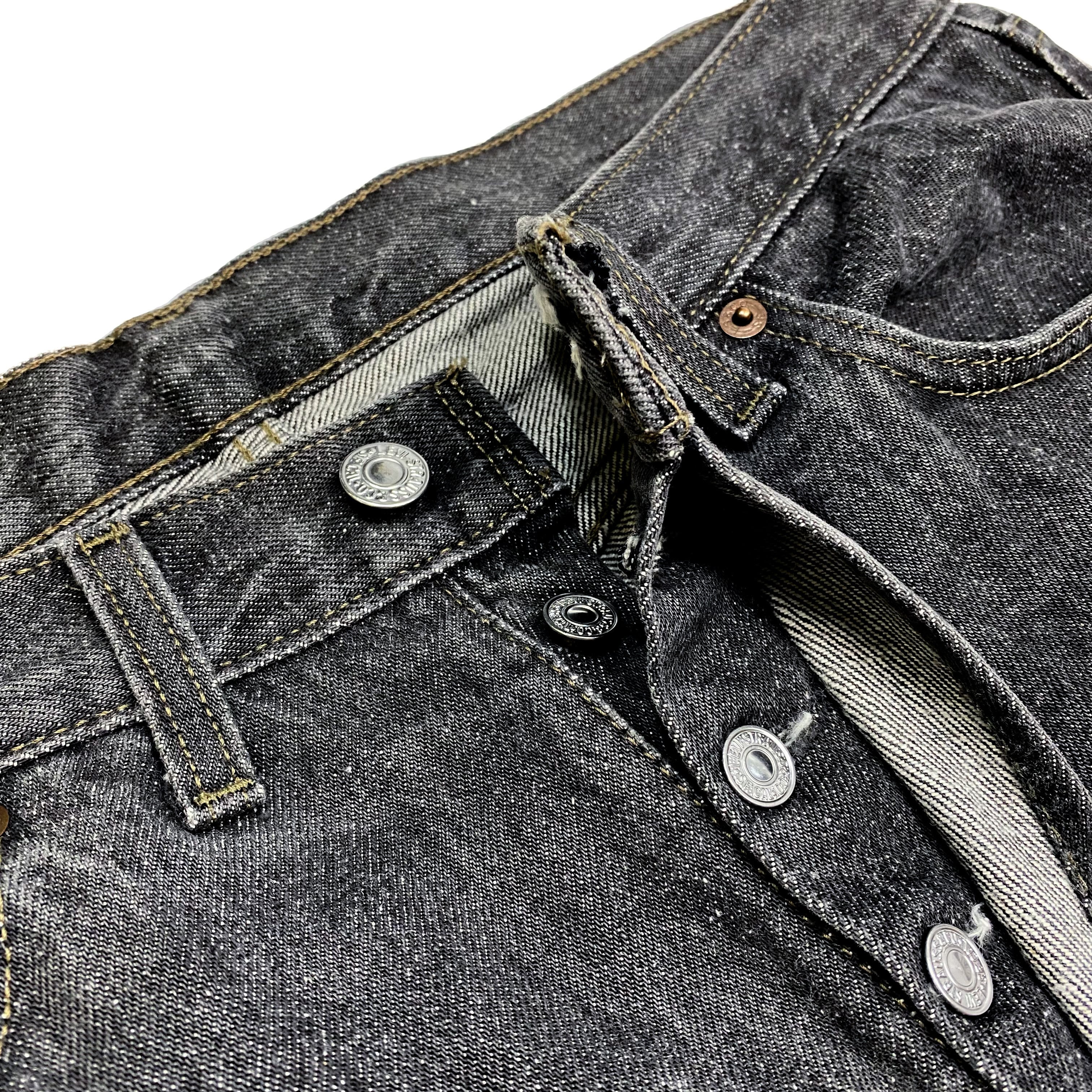 Euro Levi's501 サルファ染めブラックデニム UK製 33×36 /