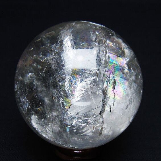 水晶 丸玉 虹入り 56mm スフィア 置物 水晶玉 一点物 151-8794