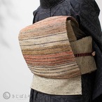 正絹紬 虹色縞の織り八寸なごや