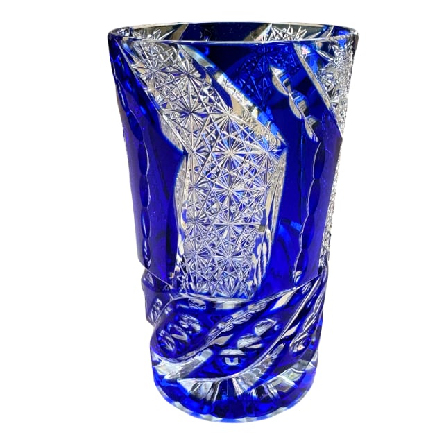 江戸切子  クリスタルガラス焼酎グラス(瑠璃)