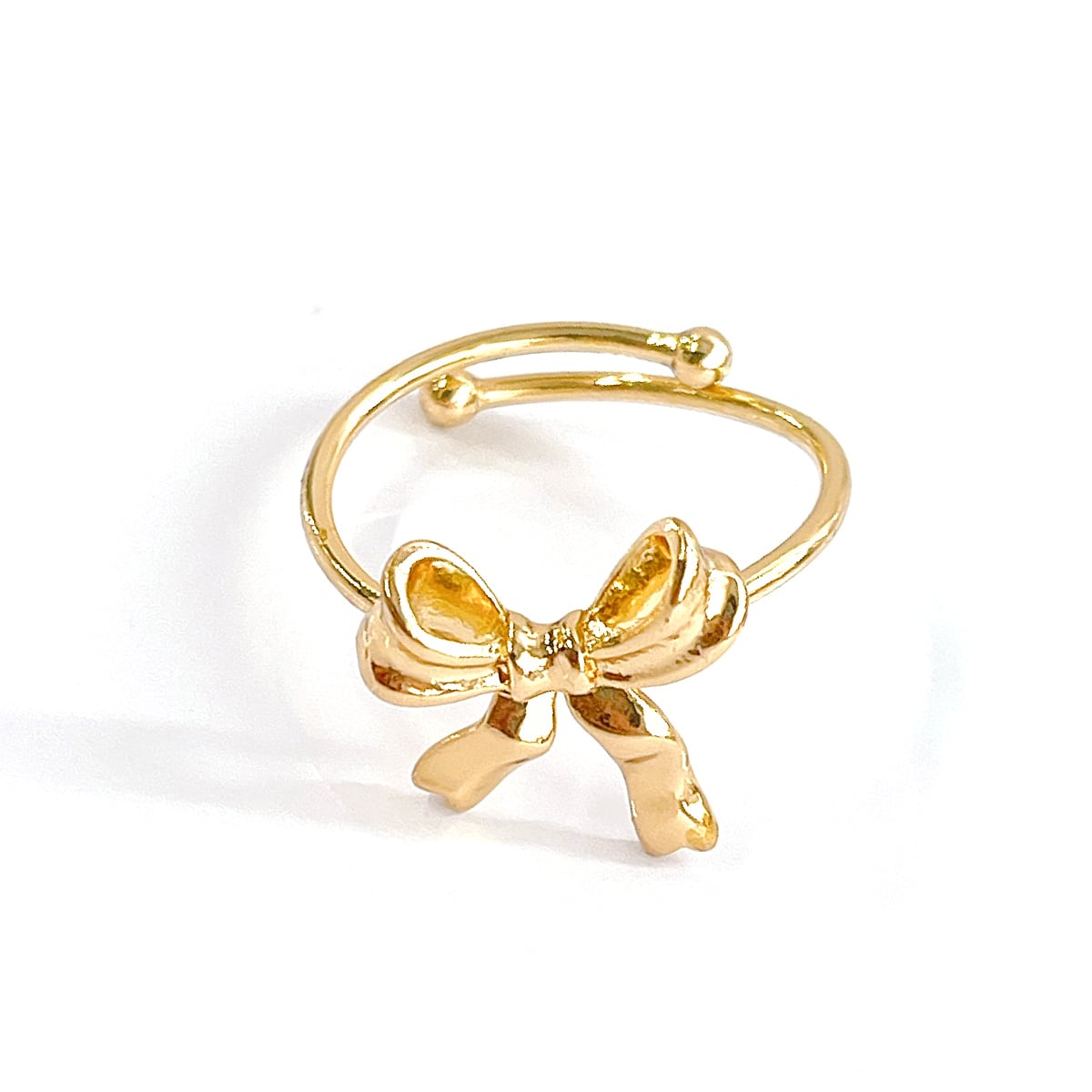 選べる2色！ リボンモチーフ サージカルステンレス オープンリング