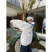 【暖かさUP】ストリート 取り外し可能なニットカラー 中綿ジャケット T1938