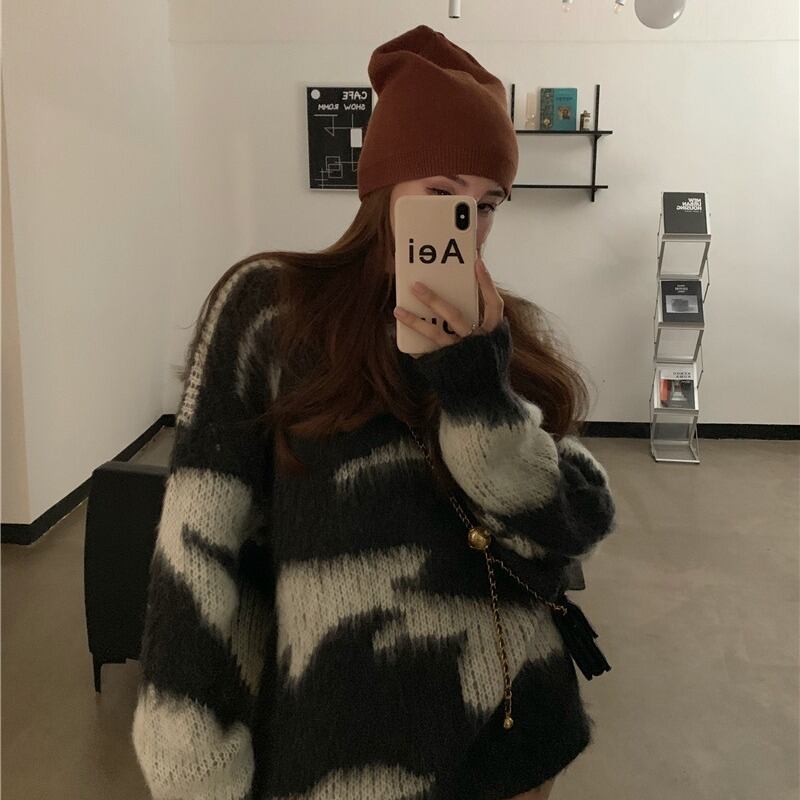 ルーズスタイルプルオーバー セーター レディースニットブラウス ロング ウィンター 冬物 ドラファッションホール67677490882