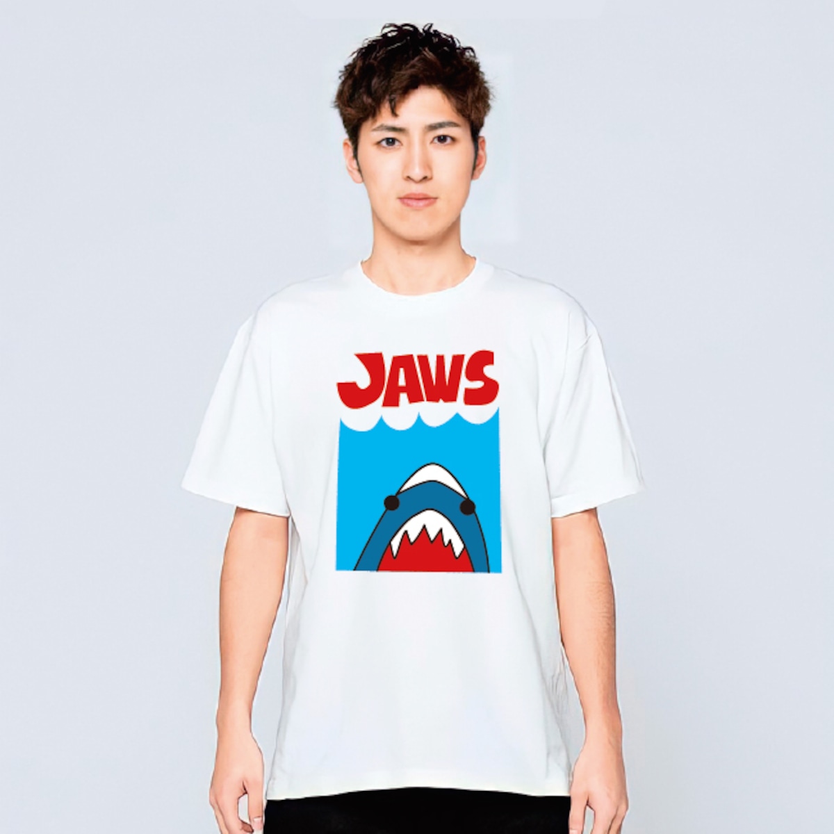 サメ ジョーズ Tシャツ メンズ レディース 半袖 かわいい イラスト 白 