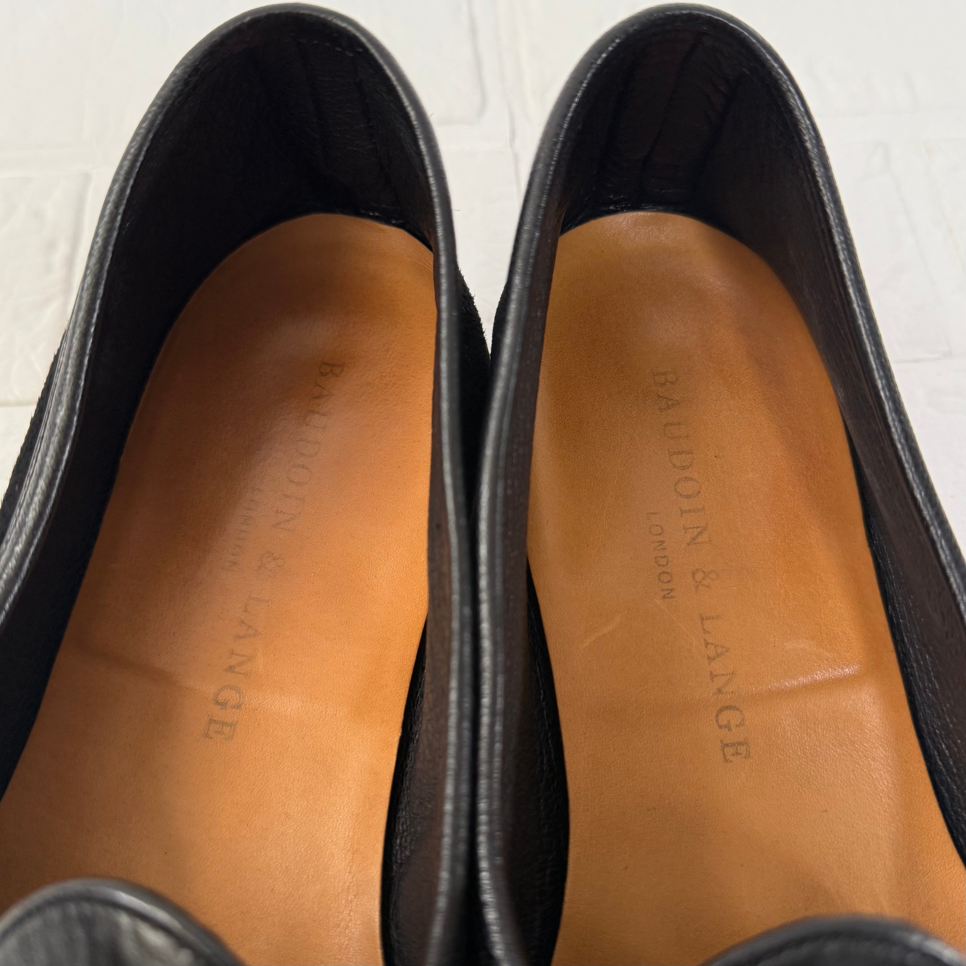 Baudoin & Lange レザー×スエード コンビローファー ブラック サイズ38