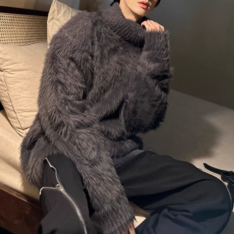 ロングファー シャギータートルニット LB1533