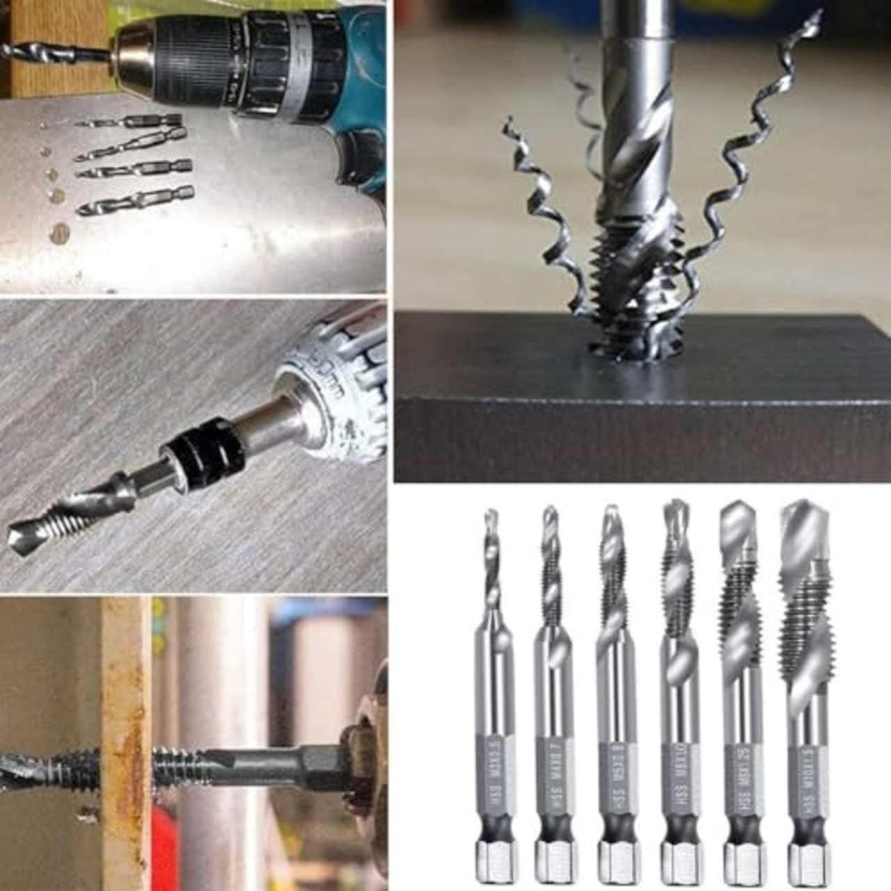MoToNa タップドリルセット ネジ切り 高速度鋼 M3 M4 M5 M6 M8 M10 6本 セット