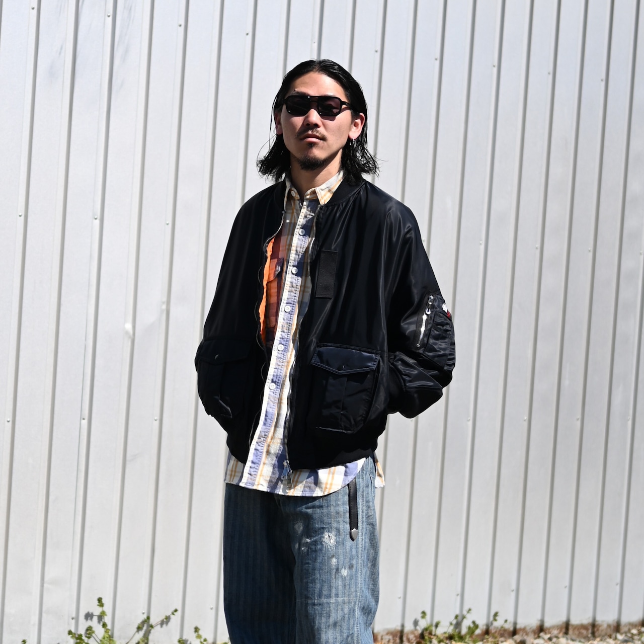 Leh / Bonber Jacket とBOWWOWのネルシャツ、モーターサイクルパンツ