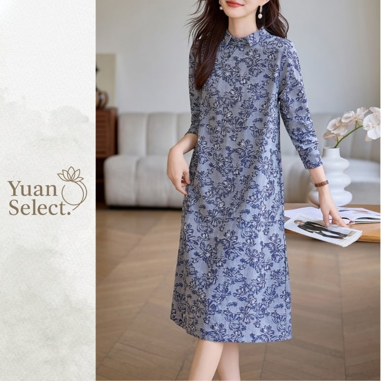 花柄ジャカード チャイナテイストワンピース 2カラー YS00140