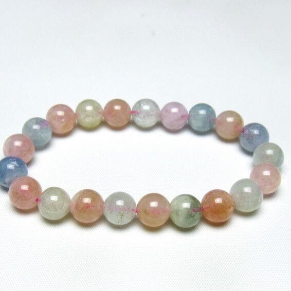 ミックスカラーベリル ブレスレット 9mm 一点物 メール便可 [M便 1/10] 111-48878