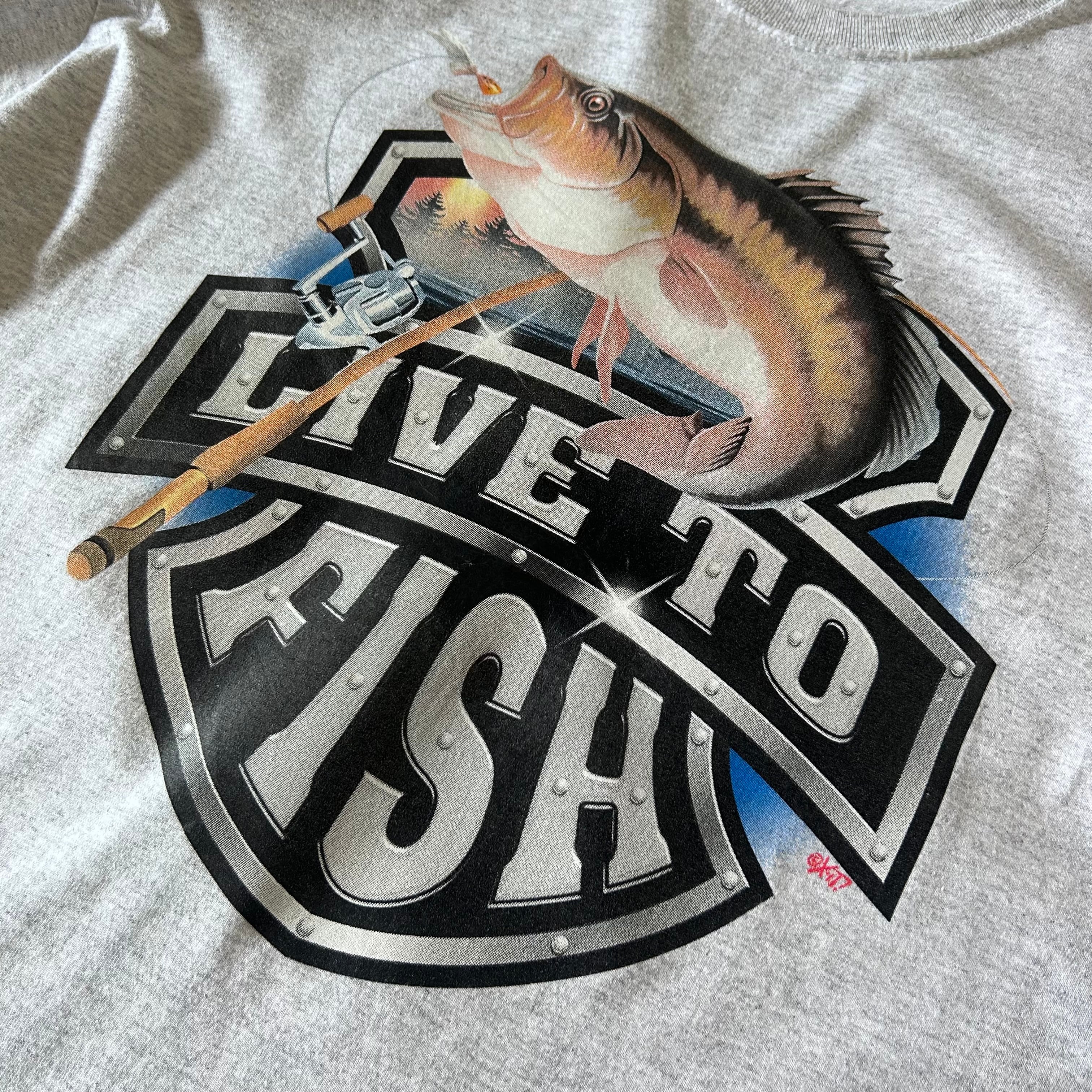 JERZEES Fishing Print T-shirt フィッシング プリント Tシャツ