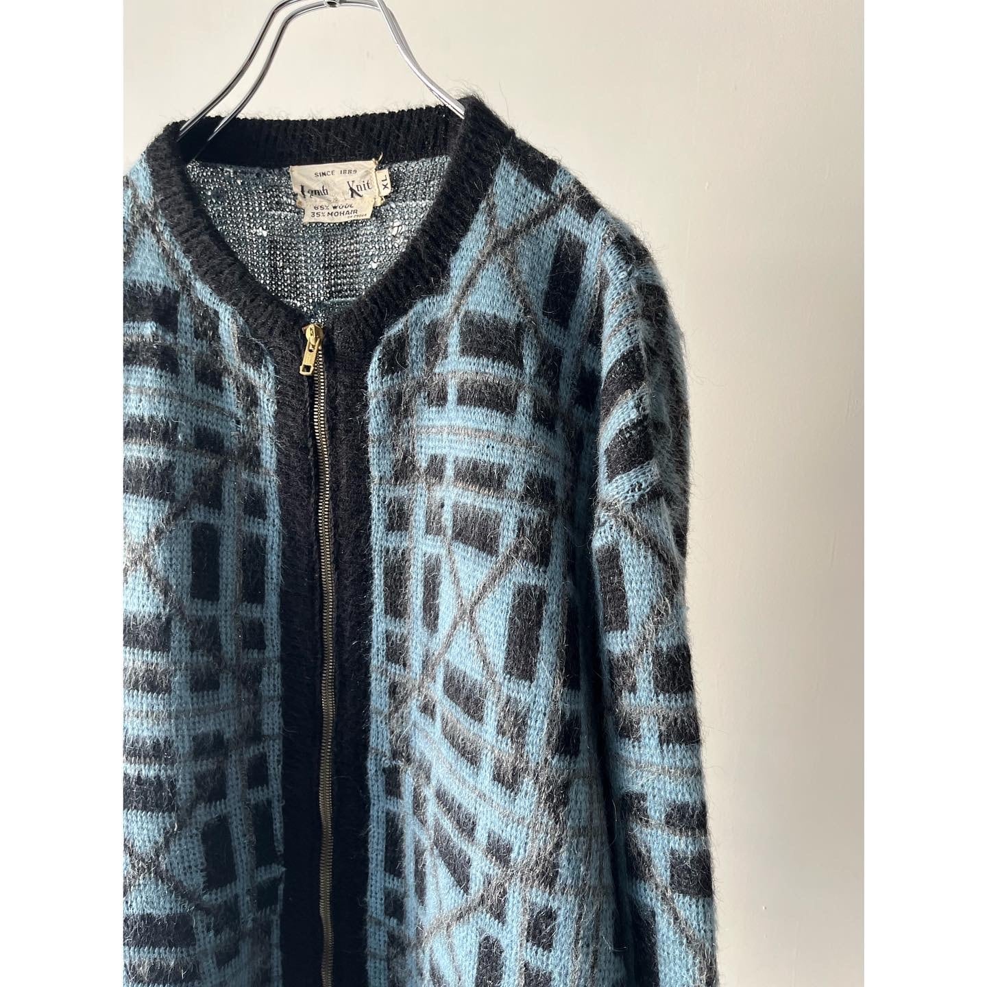 lamb knit- 60s mohair zip cardigan