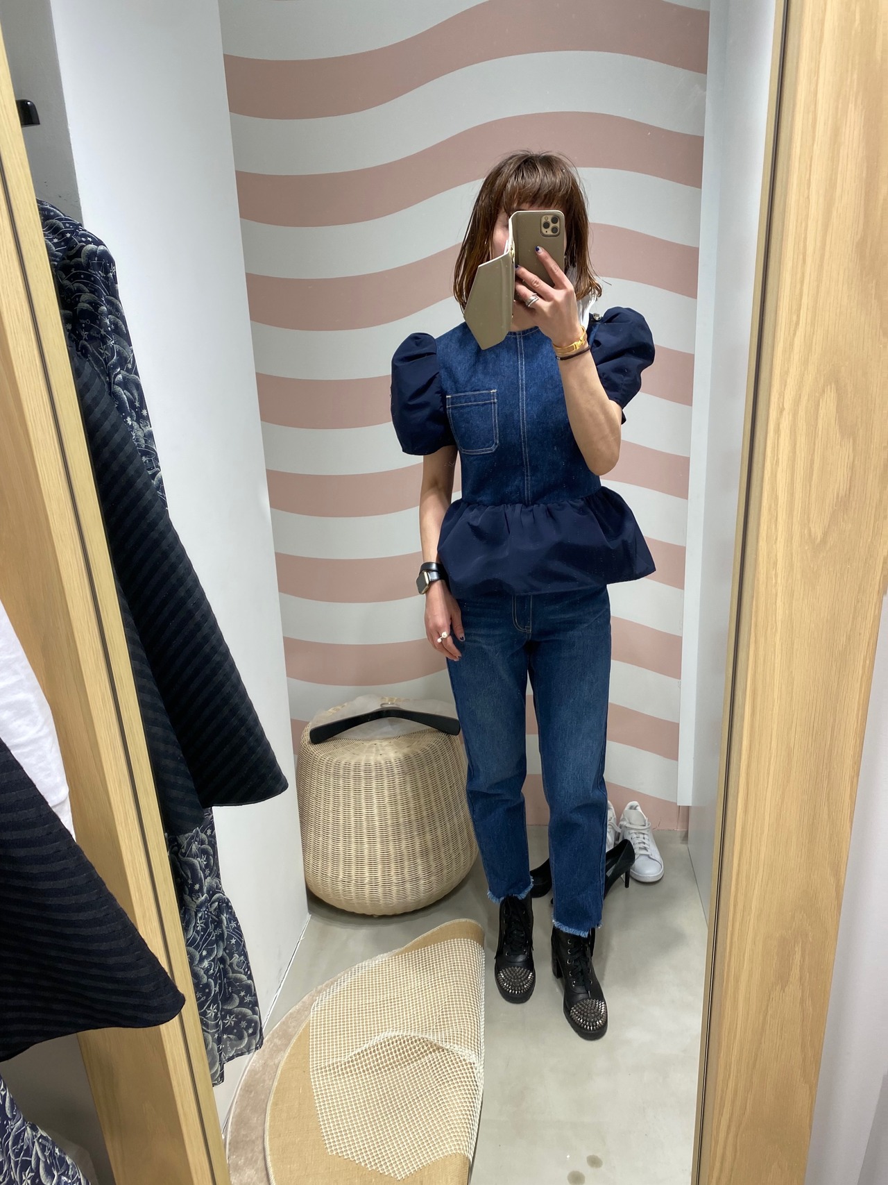 BORDERS at BALCONY MIX&MATCH DENIM PANTS | FLICKA ASHIYA