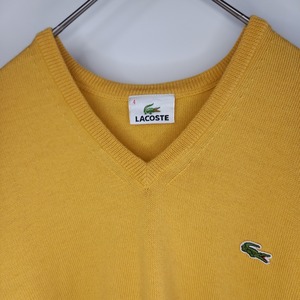 ラコステ　Vネック　ウールセーター　刺繍ロゴ　マスタード　4