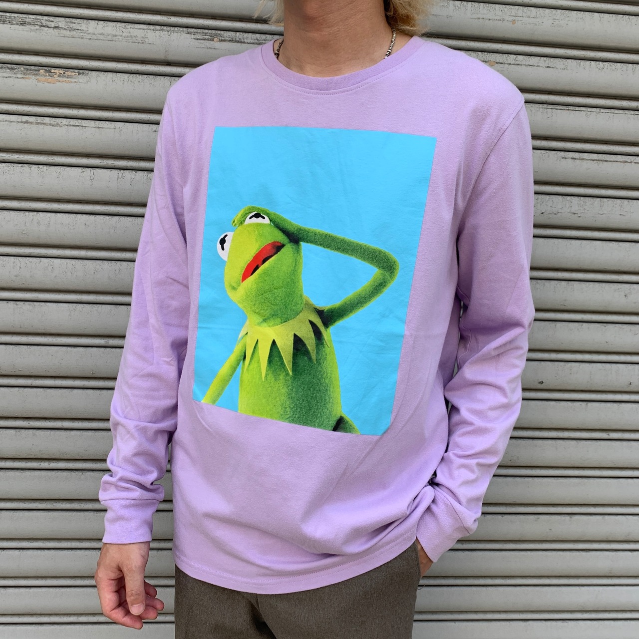 Kermit カーミット プリントロンT キャラ マペット M パープル カエル