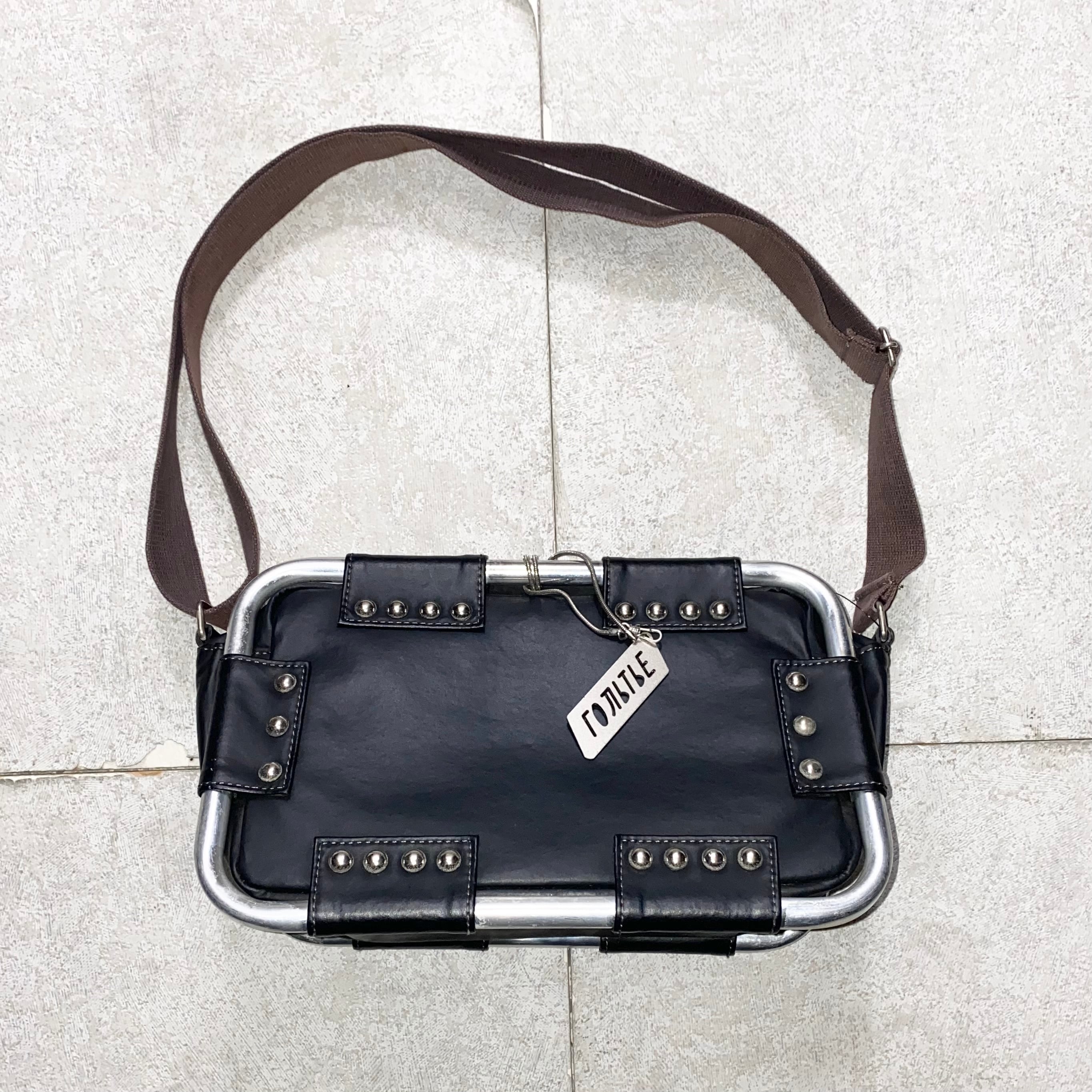JEAN PAUL GAULTIER leather shoulder bag “pipe frame” | NOIR ONLINE