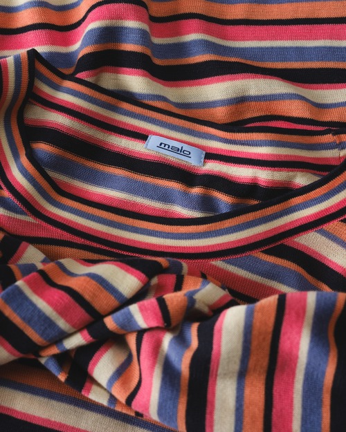 [Late 1990s-2000s] "malo" Multi-Stripe Full-Fashioned Cotton Knit (Made in Italy)