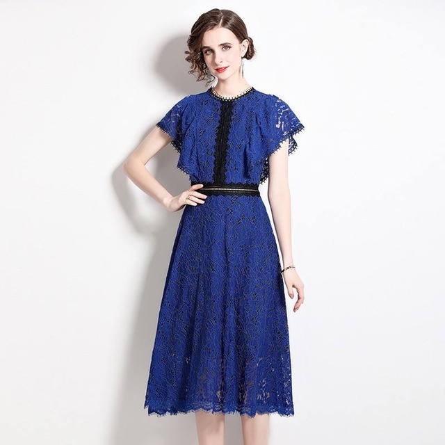 送料無料 D1117 ラッフルフリルスリーブ バイカラー レース ワンピース ブルー ブラック 青ワンピース ロイヤルブルー ブルー ワンピース パーティードレス レースワンピース レースドレス 上品 長袖 袖あり 総レース ミモレ ロング 膝下丈 女子会 パーティー 送料無料 D1117 ラッフルフリルスリーブ バイカラー レース ワンピース ブルー ブラック 青ワンピース ロイヤルブルー ブルー ワンピース パーティードレス レースワンピース レースドレス 上品 長袖 袖あり 総レース ミモレ ロング 膝下丈 女子会 パーティー