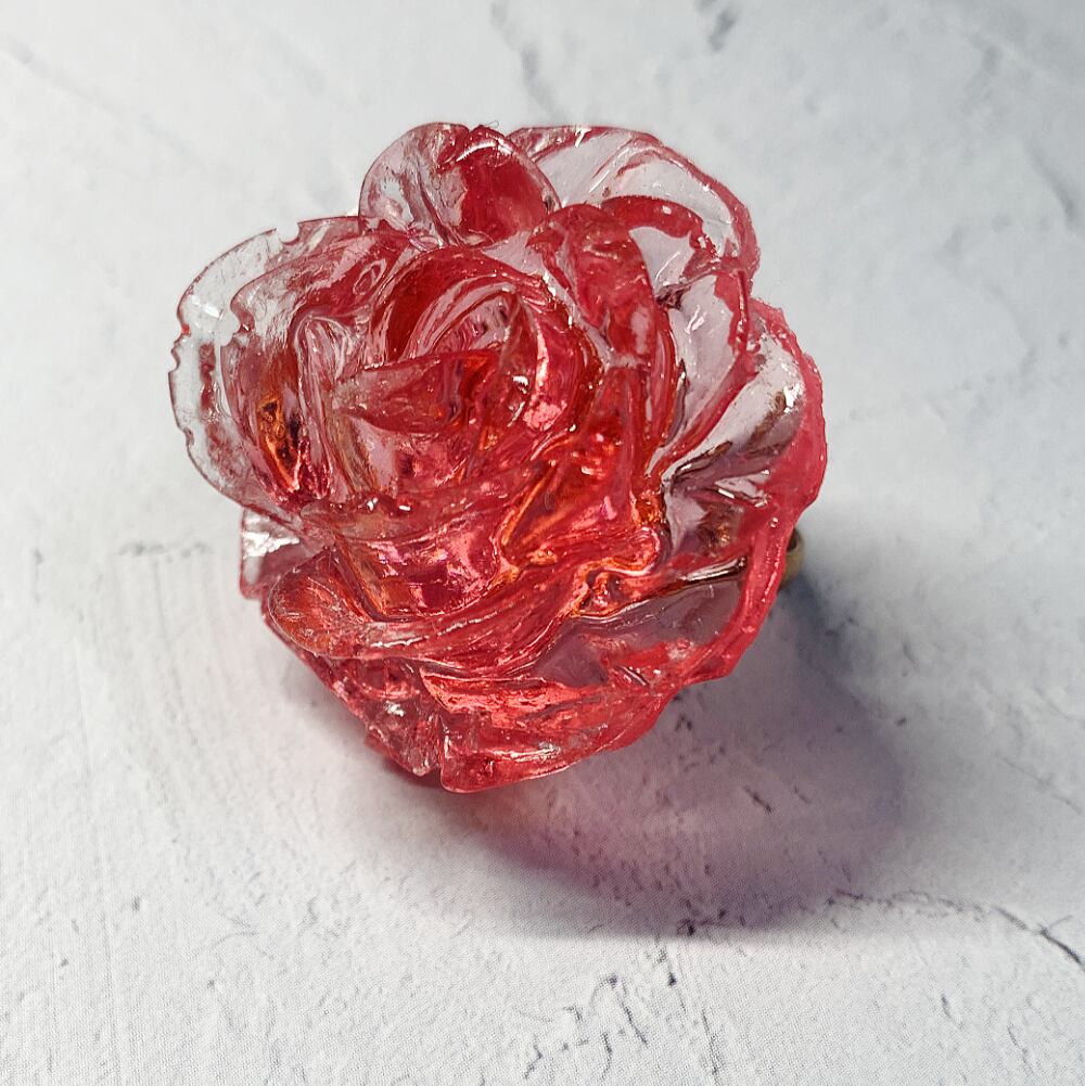 艶やかにきらめくローズレッドリング Teapot cannon