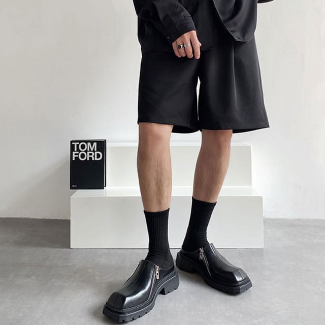 予約販売】レザーシューズ スリッポン 革靴 メンズ ローファー 厚底