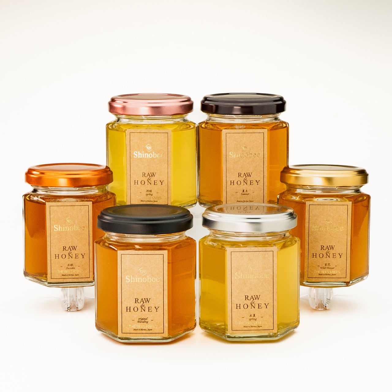 季節の蜜彩セット|国産・非加熱生はちみつ 125 g × 6