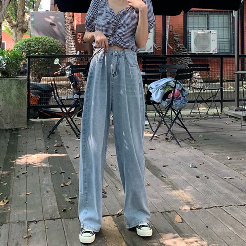 スタイルパンツ スプリングオータムルーズハイウェストジーンズ 薄手 春物 秋物 試着室47803362398