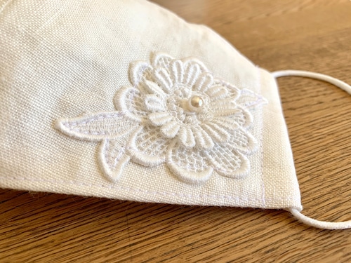 大人のレースマスク⑫ solid lace linen left