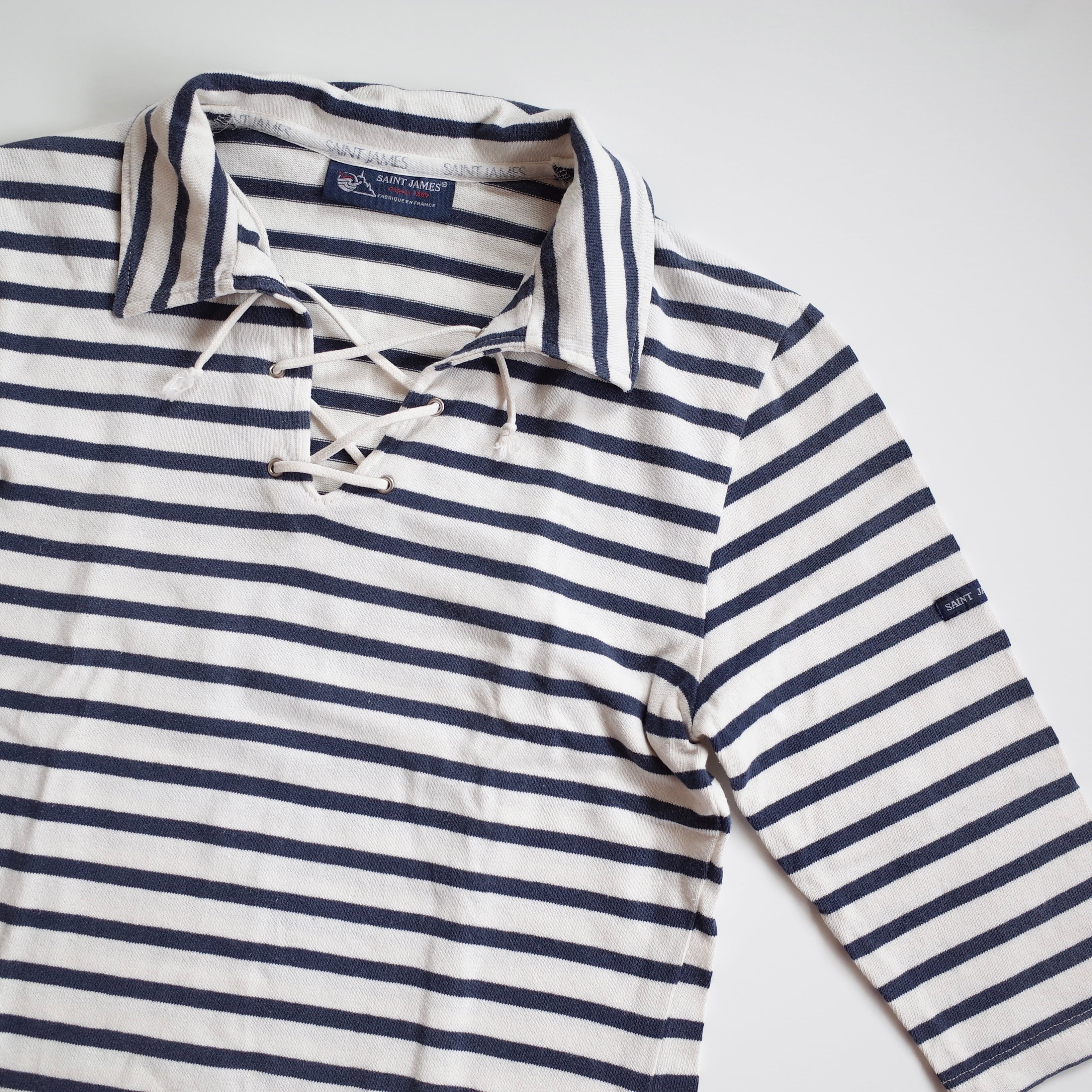 Saint James lace-up basque shirt "white"