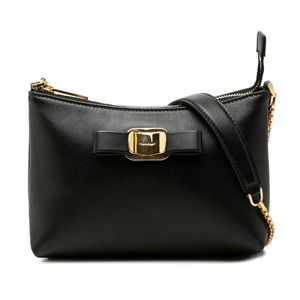 サルヴァトーレフェラガモ ヴァラリボン ミニ チェーン ショルダーバッグ ブラック レザー レディース Salvatore Ferragamo 中古