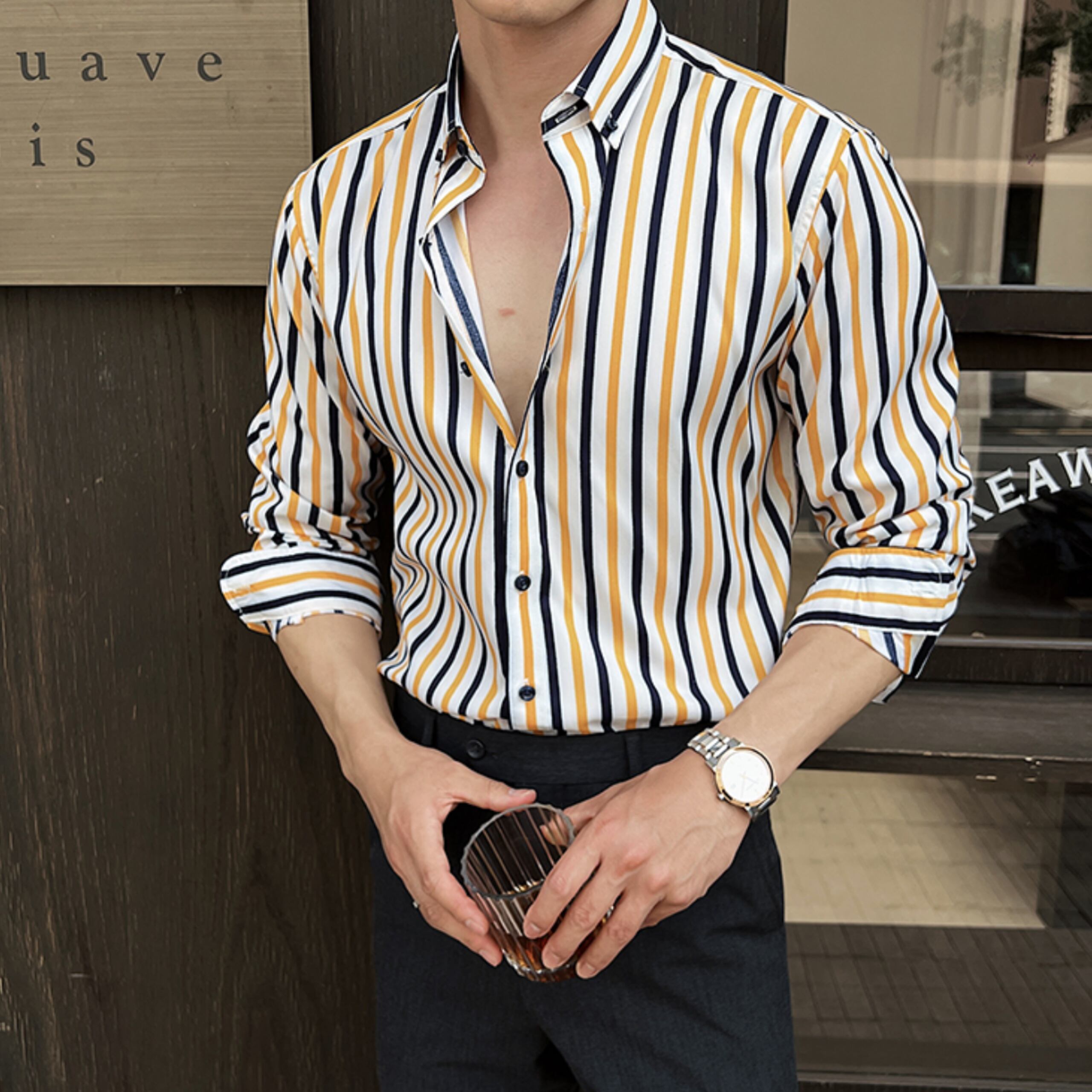 カジュアルストライプシャツ(2color) M0722