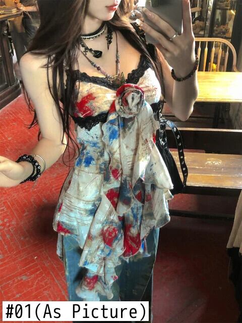 2000 年代ヴィンテージ Y2k ブラウス女性ノースリーブレトロ