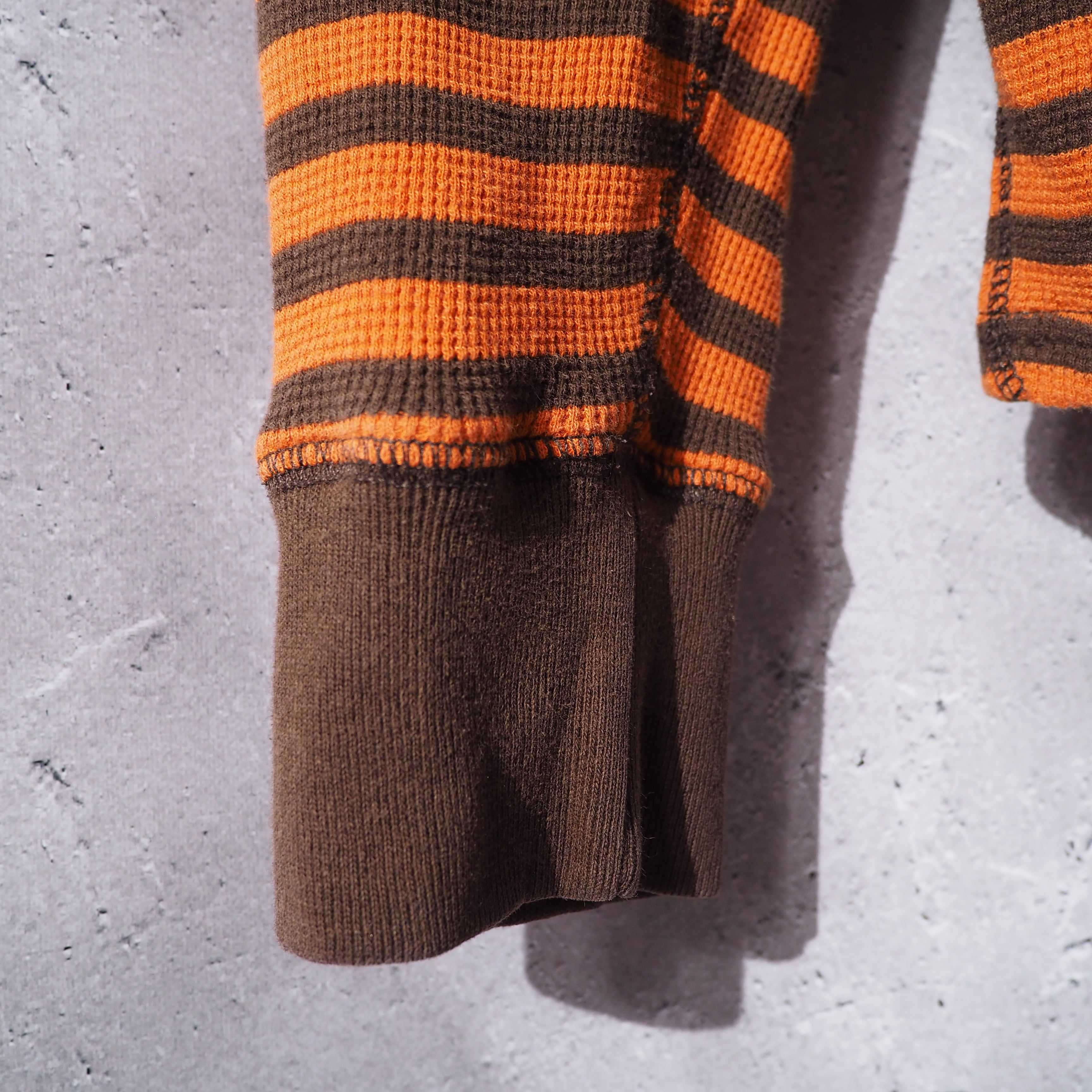 1990s ” Timberland ” Carrot orange × Brown Bi color border design long sleeve Tee