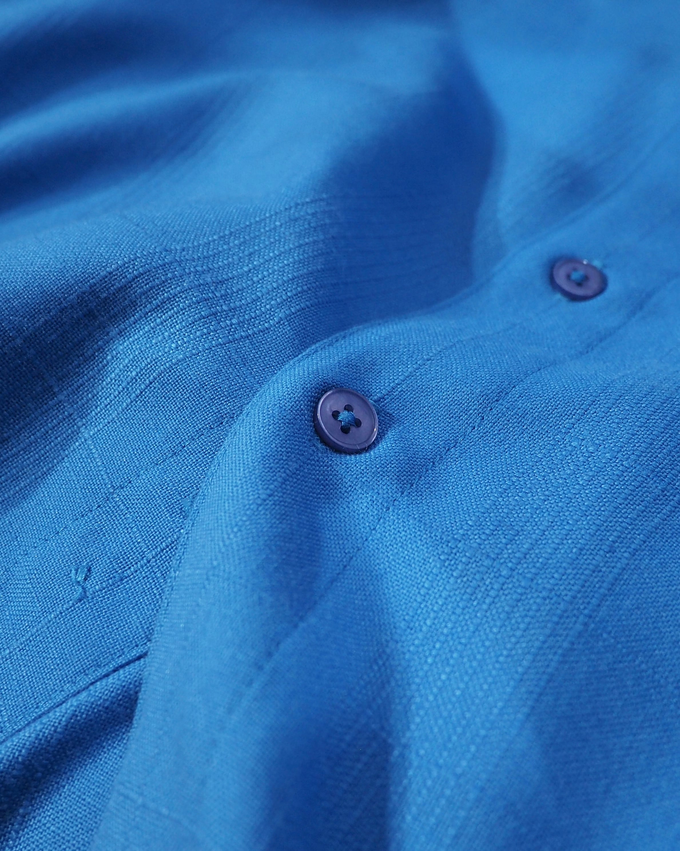 1990s " John Blair " Beautiful Light Blue color vintage Over silhouette No collar shirt