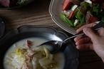 花しとやか 21.5cm深プレート ノワール[日本製/美濃焼/洋食器]