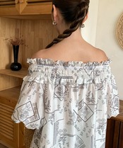 エスニックフラワー オフショルダーブラウス