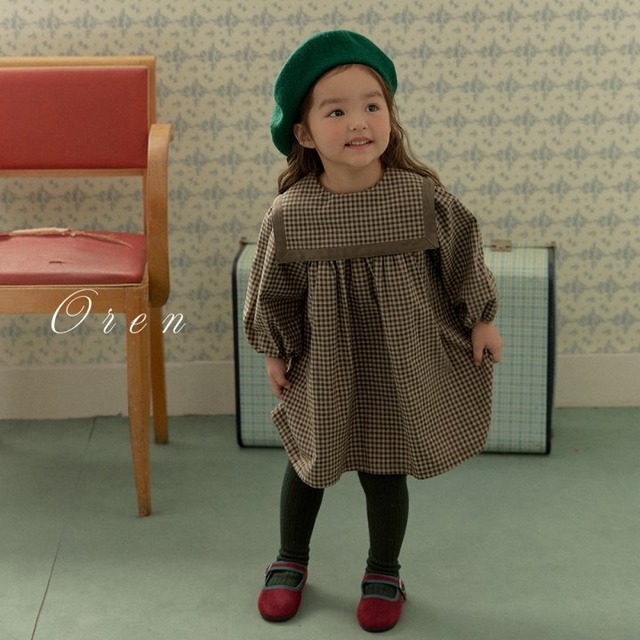 【取寄】oren｜bobo check sailor dress (baby)｜ボボチェックセーラーワンピース（ベビー）｜S-L｜baby