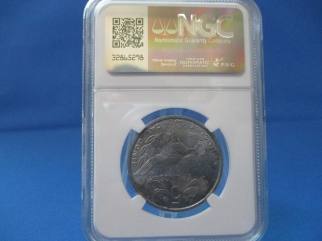 ニューカレドニア 5フラン硬貨☆1952年／未使用／カグ―鳥 