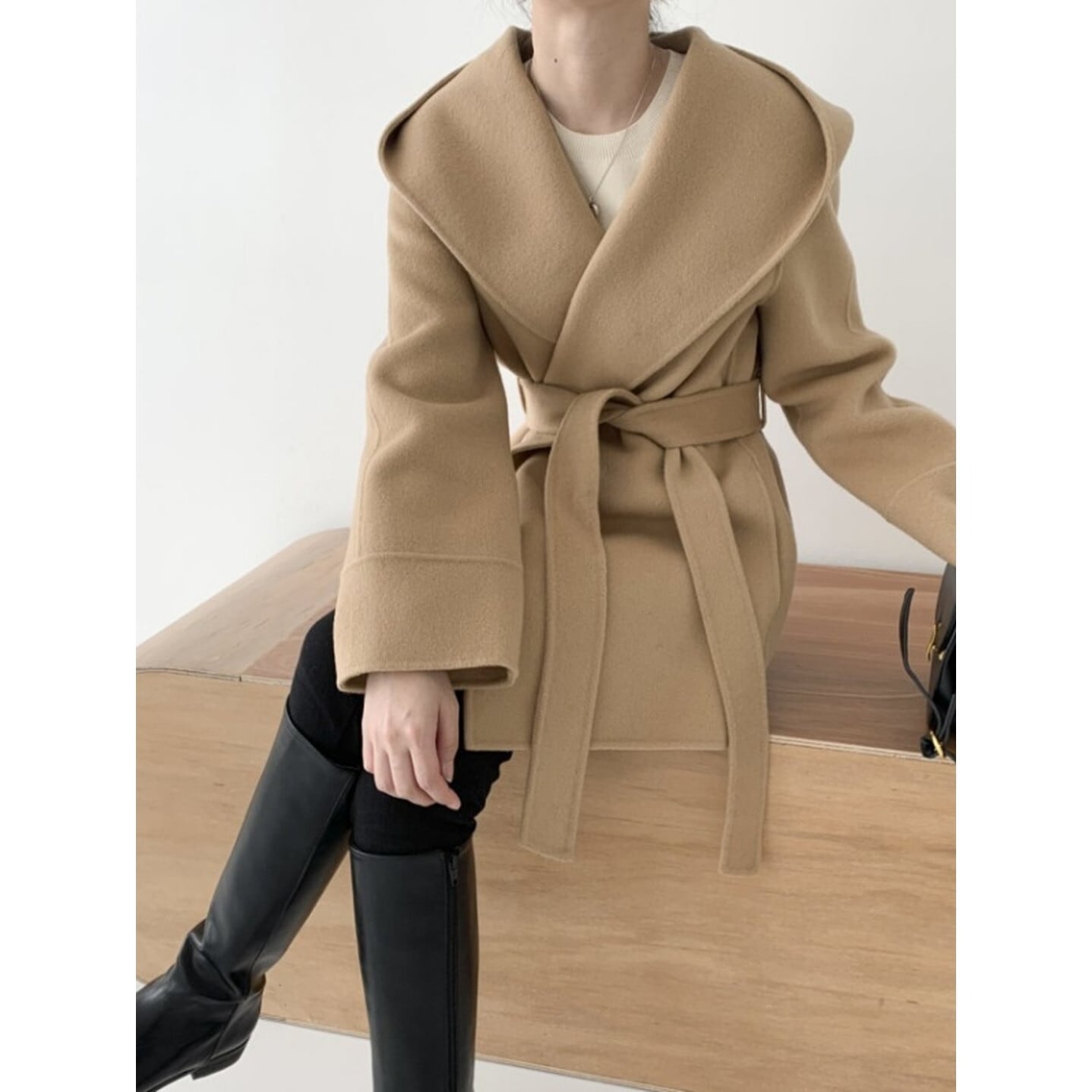 ウール混ショールカラー風コート 3color RA2963