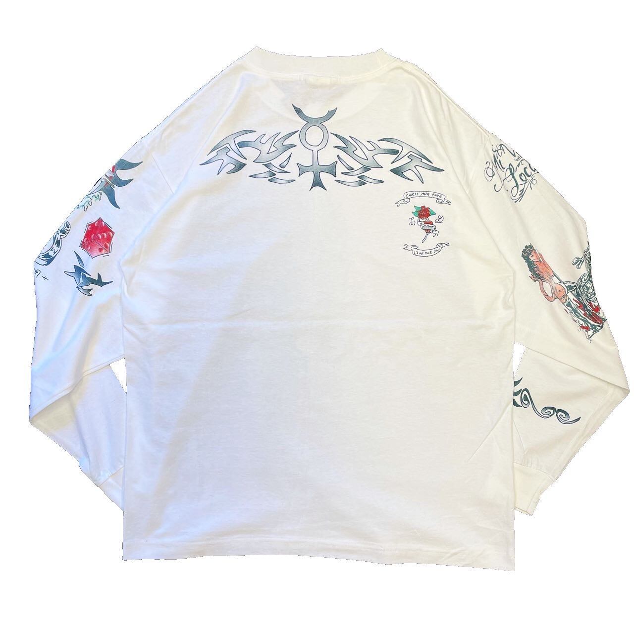 90's~ TODAY'S TRENDZ “Dennis Rodman” Tattoo print L/S T-shirt made 