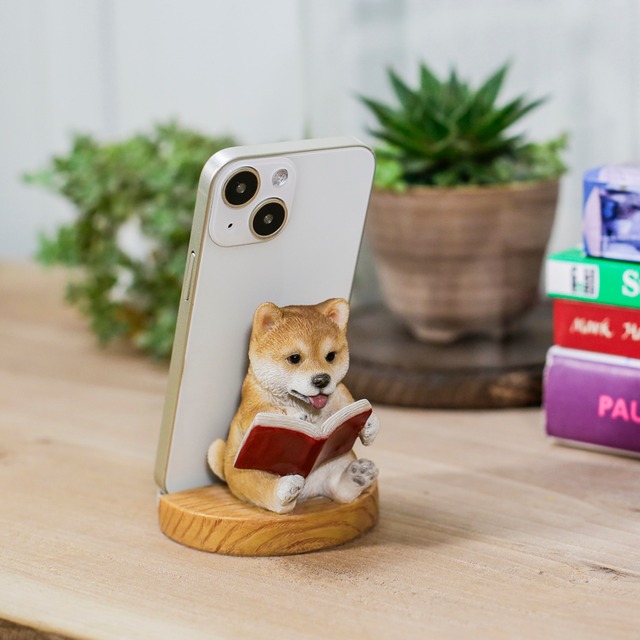 スマホスタンド 本を見るお座り柴犬  ウービア woobia REH22333