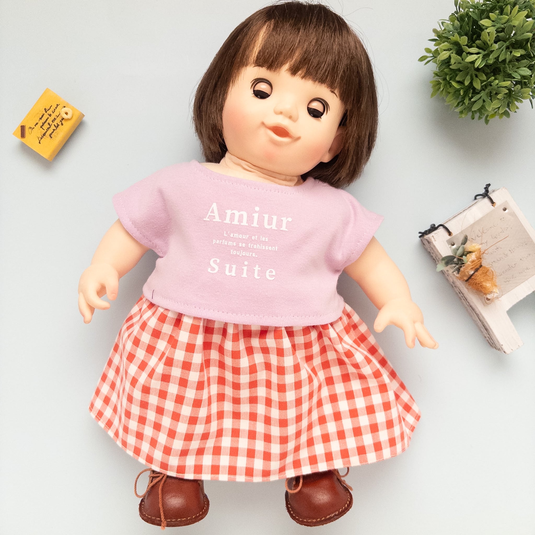 2点セット】トレーナースカートセット服（さくらんぼT水玉