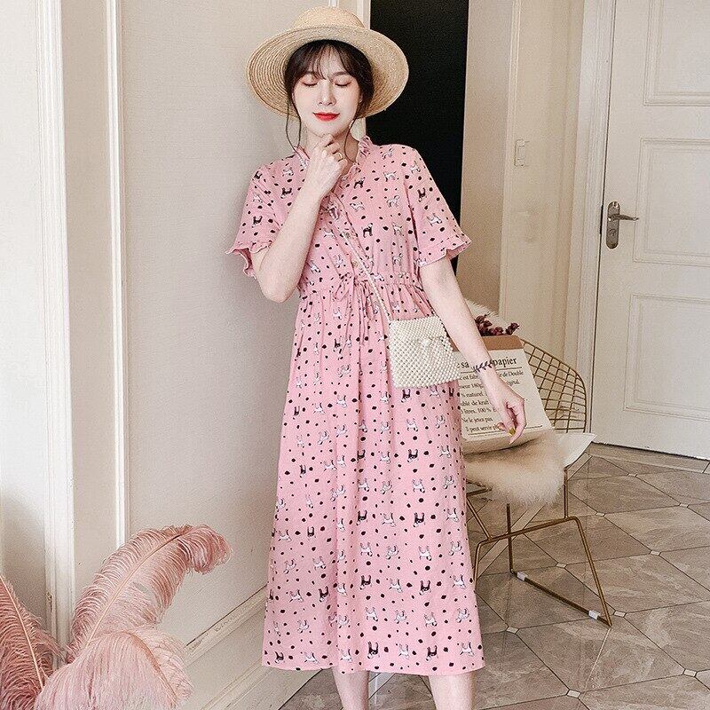 【新作】【送料無料】 マタニティ服2020製品妊婦ドレスサマースタイル半袖妊婦シフォンドレス ショート ハーフスリーブ 夏物 AL expec350493411098