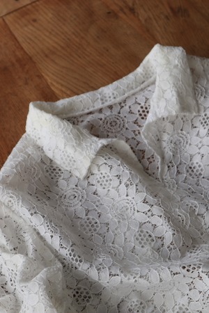 70s raschel lace skipper blouse