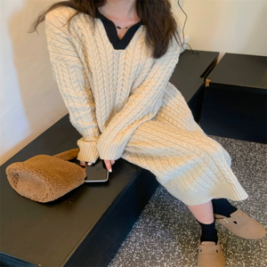 【送料無料】 ロングワンピ ニットワンピース ひざ丈 ミモレ 大きい ゆったり ゆる プラスサイズ ぽっちゃり 長袖 Vネック 襟付き Aライン フレア プルオーバー 薄手生地 ニット 可愛い 大人可愛い きれいめ シンプル カジュアル シック コンサバ 華やか 大人 上品 おしゃれ お洒落 主役級 こなれ感 高見え 無地 冬 レディース 女性用 30代 40代 デート お出かけ 女子会 お呼ばれ 休日 お茶会 授業参観 普段使い ファッション スタイル 楽ちん 定番 着痩せ 垢抜け ママ服 マタニティ