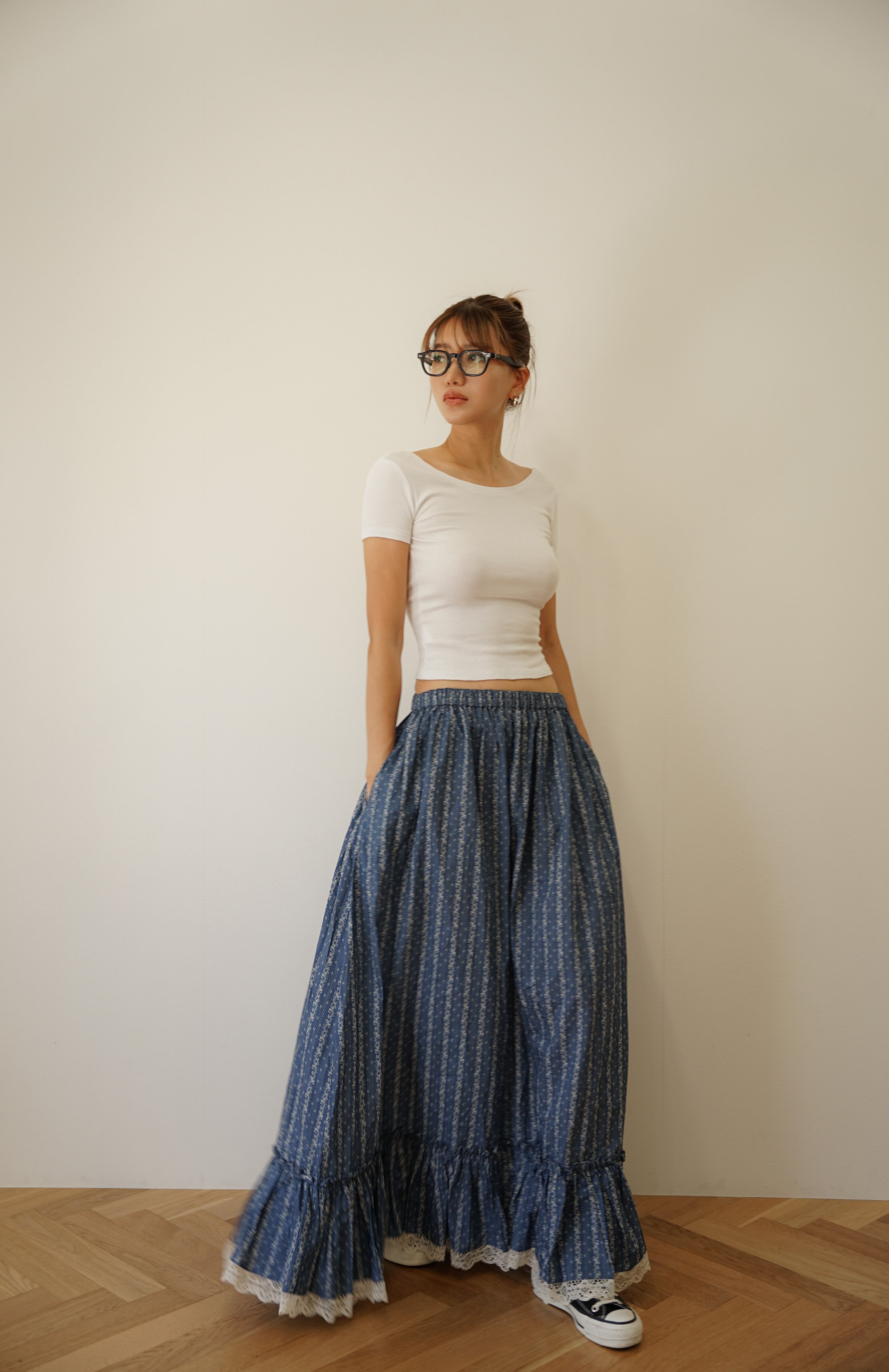 コットン フレアロングスカート