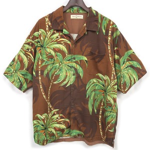 古着 TOMMY BAHAMA シルク アロハシャツ ハワイアンシャツ ライトブラウン 表記：L　gd402365n w40422