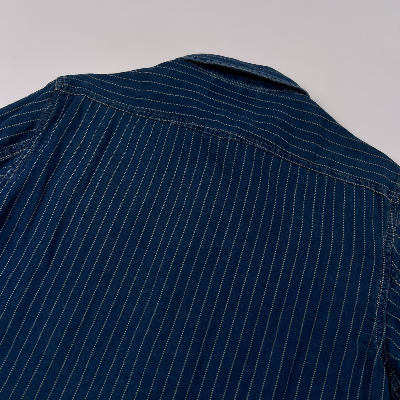 美品 RRL ダブルアールエル ウォバッシュ 長袖 シャツ サイズ S /メンズ/インディゴブルー系/ストライプ/ラルフローレン