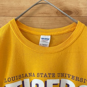 【GILDAN】カレッジ LSU ルイジアナ大学 プリント Tシャツ XL ビッグサイズ タイガース フットボール US古着